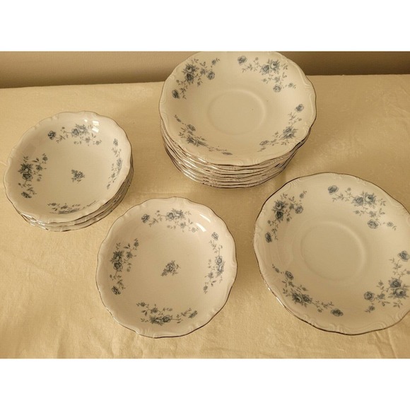 Johann Haviland DESSERT PLATES bowls and saucers Blue Garland Bavaria Germany - Picture 3 of 7